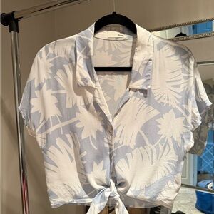 Wilfred White and Blue Floral Button Down Shirt